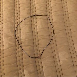 Black Adjustable Checker Necklace with Pink Stone ‼️